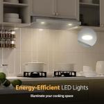 FIREGAS Under Cabinet Range Hood 30 inch with Brushless DC Motor, LED Light, 3 Speed Exhaust Fan, Reusable Aluminum Filters, Push Button,Stainless Steel Range Hood,with Charcoal Filter