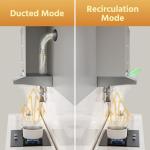 FIREGAS Under Cabinet Range Hood 30 inch with Brushless DC Motor, LED Light, 3 Speed Exhaust Fan, Reusable Aluminum Filters, Push Button,Stainless Steel Range Hood,with Charcoal Filter