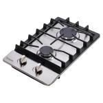 12 Inch Gas Cooktop, 2 Burners Gas Stovetop Built-in Stainless Steel Gas Stove Top Natural Gas/Propane Convertible Gas Cooker for Outdoor, Apartments, RVs
