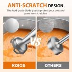 KOIOS Immersion Blender, 1000W Anti-scratch 3-in-1 Hand Blender, Upgraded 12 Speed Stainless Steel Blade Stick Blenders with Turbo Mode, Whisk and Milk Frother, Non-BPA