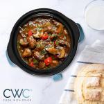 COOK WITH COLOR 2QT Mini Electric Round Slow Cooker - Adjustable Settings, Removable Stoneware Pot, Tempered Glass Lid, Dishwasher Safe, Cool-Touch Side Handles, Slate Blue