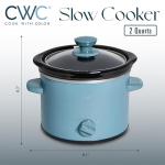 COOK WITH COLOR 2QT Mini Electric Round Slow Cooker - Adjustable Settings, Removable Stoneware Pot, Tempered Glass Lid, Dishwasher Safe, Cool-Touch Side Handles, Slate Blue