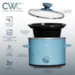 COOK WITH COLOR 2QT Mini Electric Round Slow Cooker - Adjustable Settings, Removable Stoneware Pot, Tempered Glass Lid, Dishwasher Safe, Cool-Touch Side Handles, Slate Blue