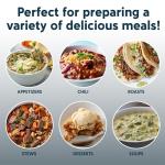 COOK WITH COLOR 2QT Mini Electric Round Slow Cooker - Adjustable Settings, Removable Stoneware Pot, Tempered Glass Lid, Dishwasher Safe, Cool-Touch Side Handles, Slate Blue