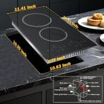 2 Burner Electric Cooktop, 12 Inch Electric Stove Top, 120V Double Burner Countertop Stove 2000W with Timer & 9-Level Adjustment, Sensor Touch Control, Child Lock, Built-in Radiant Cooktop Pladeca