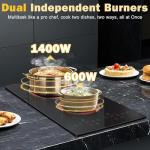 2 Burner Electric Cooktop, 12 Inch Electric Stove Top, 120V Double Burner Countertop Stove 2000W with Timer & 9-Level Adjustment, Sensor Touch Control, Child Lock, Built-in Radiant Cooktop Pladeca