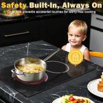 2 Burner Electric Cooktop, 12 Inch Electric Stove Top, 120V Double Burner Countertop Stove 2000W with Timer & 9-Level Adjustment, Sensor Touch Control, Child Lock, Built-in Radiant Cooktop Pladeca