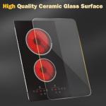 2 Burner Electric Cooktop, 12 Inch Electric Stove Top, 120V Double Burner Countertop Stove 2000W with Timer & 9-Level Adjustment, Sensor Touch Control, Child Lock, Built-in Radiant Cooktop Pladeca