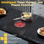 2 Burner Electric Cooktop, 12 Inch Electric Stove Top, 120V Double Burner Countertop Stove 2000W with Timer & 9-Level Adjustment, Sensor Touch Control, Child Lock, Built-in Radiant Cooktop Pladeca