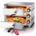 PYY Countertop Pizza Oven 12 Inch Electric Indoor Pizza Oven Commercial Stainless Steel 2-Layers Pizza Cooker with Timer for Home Restaurant (Grey)