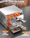 PYY Countertop Pizza Oven 12 Inch Electric Indoor Pizza Oven Commercial Stainless Steel 2-Layers Pizza Cooker with Timer for Home Restaurant (Grey)