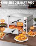 PYY Countertop Pizza Oven 12 Inch Electric Indoor Pizza Oven Commercial Stainless Steel 2-Layers Pizza Cooker with Timer for Home Restaurant (Grey)