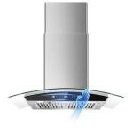 Range Hood 30 Inch, Tieasy Wall Mount Kitchen Hood with Ducted/Ductless Convertible Duct, Stainless Steel Chimney and Baffle Filters, Touch Control Fan Timer, LED Lights, 3 Speed Fan