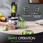 Juicer Machines, Cold Press Juicer with Wide Feed Chute, Slow Masticating Juicers for Whole Vegetables & Fruits, High Juice Yield, Easy to Clean, Large Auger, Light Silver