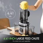 Juicer Machines, Cold Press Juicer with Wide Feed Chute, Slow Masticating Juicers for Whole Vegetables & Fruits, High Juice Yield, Easy to Clean, Large Auger, Light Silver
