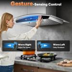 Range Hood 30 Inch, Tieasy Wall Mount Kitchen Hood with Ducted/Ductless Convertible Duct, Stainless Steel Chimney and Baffle Filters, Touch Control Fan Timer, LED Lights, 3 Speed Fan