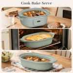 MAGNIFIQUE 4 Quart Programmable Casserole Slow Cooker, 8-in-1 Multi Cooker with Removable Non-Toxic Stoneware Crock, Claypot Slow Cooker, Rice-cooking, Nonstick, Oven Safe Pot to 450°F, Olive