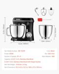 VEVOR Stand Mixer, 5.3QT + 4.4QT Two Stainless Steel Bowls, 10+P Speeds Tilt-head Food Mixer, Kitchen Mixer with Dough Hook, Wire Whip, Beater, Scraper, Household Stand Mixer for Baking Mixing, Black