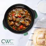 COOK WITH COLOR 2QT Mini Electric Round Slow Cooker - Adjustable Settings, Removable Stoneware Pot, Tempered Glass Lid, Dishwasher Safe, Cool-Touch Side Handles, Dark Sage