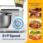VIVOHOME 3 in 1 Multifunctional Stand Mixer with 6 Quart Stainless Steel Bowl, 650W 6 Speed Tilt-Head Meat Grinder, Juice Blender, Silver