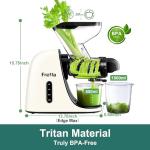 Fretta Cold Press Juicer, Masticating Slow Juicer, Fruit and Vegetable Juice Maker, Pressed Squeezer, BPA-Free,200W Quiet Motor with Wide Feeding Chute(Cream White)