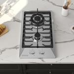 Empava 12 Inch Built-In Gas Cooktop with 2 Sealed SABAF Burners, Stainless Steel Surface, Dishwasher Safe Cast Iron Grates, NG/LPG Convertible