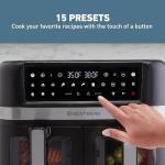 West Bend Double Up Air Fryer Dual Basket 10-Quart Capacity with Digital Controls View Windows and 15 Cooking Presets, Nonstick Frying Baskets, Dual-Zone Cooking, 1600-Watts, Black