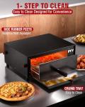 PYY Pizza Oven Electric - 12 Inch Tabletop Pizza Oven Indoor Stainless Steel Professional Pizza Cooker Baker Countertop with Timer & Crumb Tray for Home Restaurant 1100W,Black