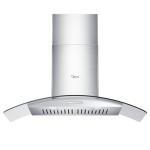 Midea Range Hood 30 Inches Ducted Wall Mount Vent Range Hood with 450 CFM 3 Speed Exhaust Fan, Baffle Filters, Curved Glass, 2 LED Lights, Convertible to Ductless, Stainless Steel