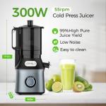 USHALO Cold Press Juicer, Juice Extractor Machine with 5.5" Extra Large Feed Chute, 300W Slow Masticating Juicer for Whole Vegetables and Fruits, 1.8L Auto-Feed Time-Saver, Easy to Clean