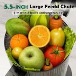 USHALO Cold Press Juicer, Juice Extractor Machine with 5.5" Extra Large Feed Chute, 300W Slow Masticating Juicer for Whole Vegetables and Fruits, 1.8L Auto-Feed Time-Saver, Easy to Clean