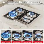 Argyolas 24 inch Gas Cooktop Gas Stove, NG/LPG Convertible 4 Burners for Propane, Neutral (Pre-installed Propane Cooktop) stove top estufas de gas para cocina cocina de propane cooktop