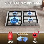 Argyolas 24 inch Gas Cooktop Gas Stove, NG/LPG Convertible 4 Burners for Propane, Neutral (Pre-installed Propane Cooktop) stove top estufas de gas para cocina cocina de propane cooktop