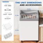 5.5 Cu.Ft Ice Cream Freezer Commercial 23 Inch Display Case Chest Freezers Restaurant Gelato Dipping Cabinet with 2 Large Displayed Baskets