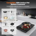 Electric Hot Plate,Nuopuplai Single Countertop Burner Portable Ceramic Cooktop For Cooking Ultra-thin Electric Stove Infrared Cooker,24-Hour Timer Child Safety Lock,Compatible With All Cookware 1800W