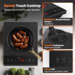 Electric Hot Plate,Nuopuplai Single Countertop Burner Portable Ceramic Cooktop For Cooking Ultra-thin Electric Stove Infrared Cooker,24-Hour Timer Child Safety Lock,Compatible With All Cookware 1800W