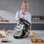 VEVOR 3-in-1 Multifunctional Stand Mixer, 6QT Stainless Steel Bowl, 660W 6+P Speeds Tilt-head Food Mixer with Dough Hook, Wire Whip, Flat Beater, Meat Grinder, Juice Blender, for Baking Mixing, Black