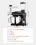 VEVOR 3-in-1 Multifunctional Stand Mixer, 6QT Stainless Steel Bowl, 660W 6+P Speeds Tilt-head Food Mixer with Dough Hook, Wire Whip, Flat Beater, Meat Grinder, Juice Blender, for Baking Mixing, Black