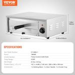 VEVOR Countertop Electric Pizza Oven, 12-inch, 1500W, 122-662℉ Temp Range, Stainless Steel Construction and Easy-to-Clean Crumb Tray, Suitable for Both Commercial and Home Use
