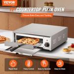 VEVOR Countertop Electric Pizza Oven, 12-inch, 1500W, 122-662℉ Temp Range, Stainless Steel Construction and Easy-to-Clean Crumb Tray, Suitable for Both Commercial and Home Use