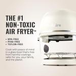 Non Toxic Air Fryer™ - Glass AirFryer 5 Quart w/ 360 Visibility, Self-Cleaning, 400F Vortex Air Fryer for Even Cooking, BPA-Free Teflon Free, 9-in-1 Functions, Rotisserie, Roast, Bake, White