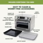 GreenPan Bistro Stainless Steel 9-in-1 Air Fry Oven, Nonstick Baking Pan, Stainless Steel Rack, and Basket, Fast Heating, Multifunction Presets, Cool-Touch Handle, PFAS-Free, Easy Cleanup Crumb Tray