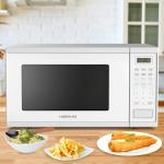 Farberware 1.1 Cu. Ft. Countertop Microwave Oven – 1000 Watts Power, Auto Cook Settings, Defrost, Easy Clean and Child Safety Lock-White