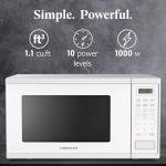 Farberware 1.1 Cu. Ft. Countertop Microwave Oven – 1000 Watts Power, Auto Cook Settings, Defrost, Easy Clean and Child Safety Lock-White