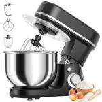 800W Stand Mixer with 5.3QT Bowl, 6-Speed with Pulse Electric Kitchen Mixer, Food Mixer with Dough Hook, Whisk, Beater Tilt-Head & Non-Slip Base for Cookie, Cake, Bread & Baking-Black