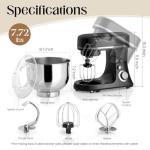 800W Stand Mixer with 5.3QT Bowl, 6-Speed with Pulse Electric Kitchen Mixer, Food Mixer with Dough Hook, Whisk, Beater Tilt-Head & Non-Slip Base for Cookie, Cake, Bread & Baking-Black