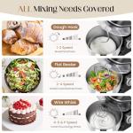 800W Stand Mixer with 5.3QT Bowl, 6-Speed with Pulse Electric Kitchen Mixer, Food Mixer with Dough Hook, Whisk, Beater Tilt-Head & Non-Slip Base for Cookie, Cake, Bread & Baking-Black