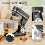 800W Stand Mixer with 5.3QT Bowl, 6-Speed with Pulse Electric Kitchen Mixer, Food Mixer with Dough Hook, Whisk, Beater Tilt-Head & Non-Slip Base for Cookie, Cake, Bread & Baking-Black