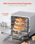 VEVOR Commercial Countertop Oven, 66L 4-Tier Toaster Ovens with Tempered Glass Door, Wire Racks Clip Tray Gloves, 2800W Electric Stainless Steel Baking Ovens for Restaurant Bakery (AC208~240V,60Hz)