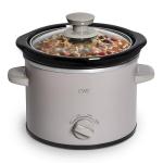 COOK WITH COLOR 2QT Mini Electric Round Slow Cooker - Adjustable Settings, Removable Stoneware Pot, Tempered Glass Lid, Dishwasher Safe, Cool-Touch Side Handles, Greige